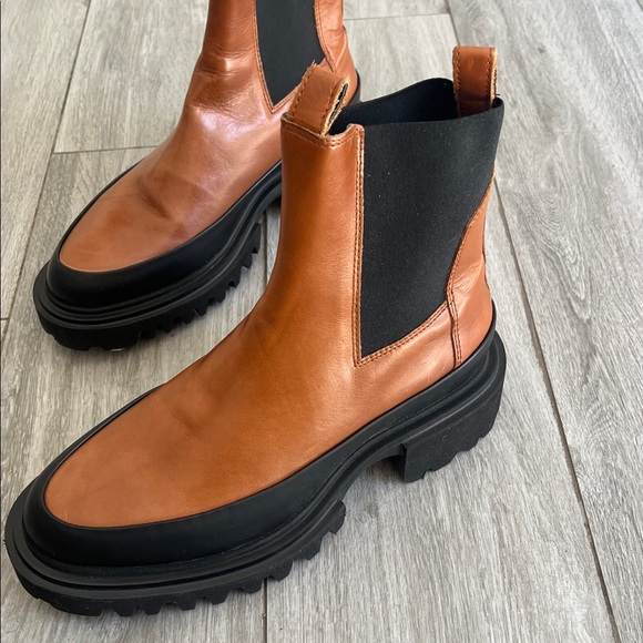 New!! All Saints Brown Leather Harlee Chelsea Boots - Picture 2 of 6